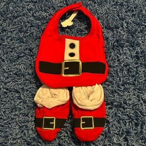 Brand New Santa Bib and Booties